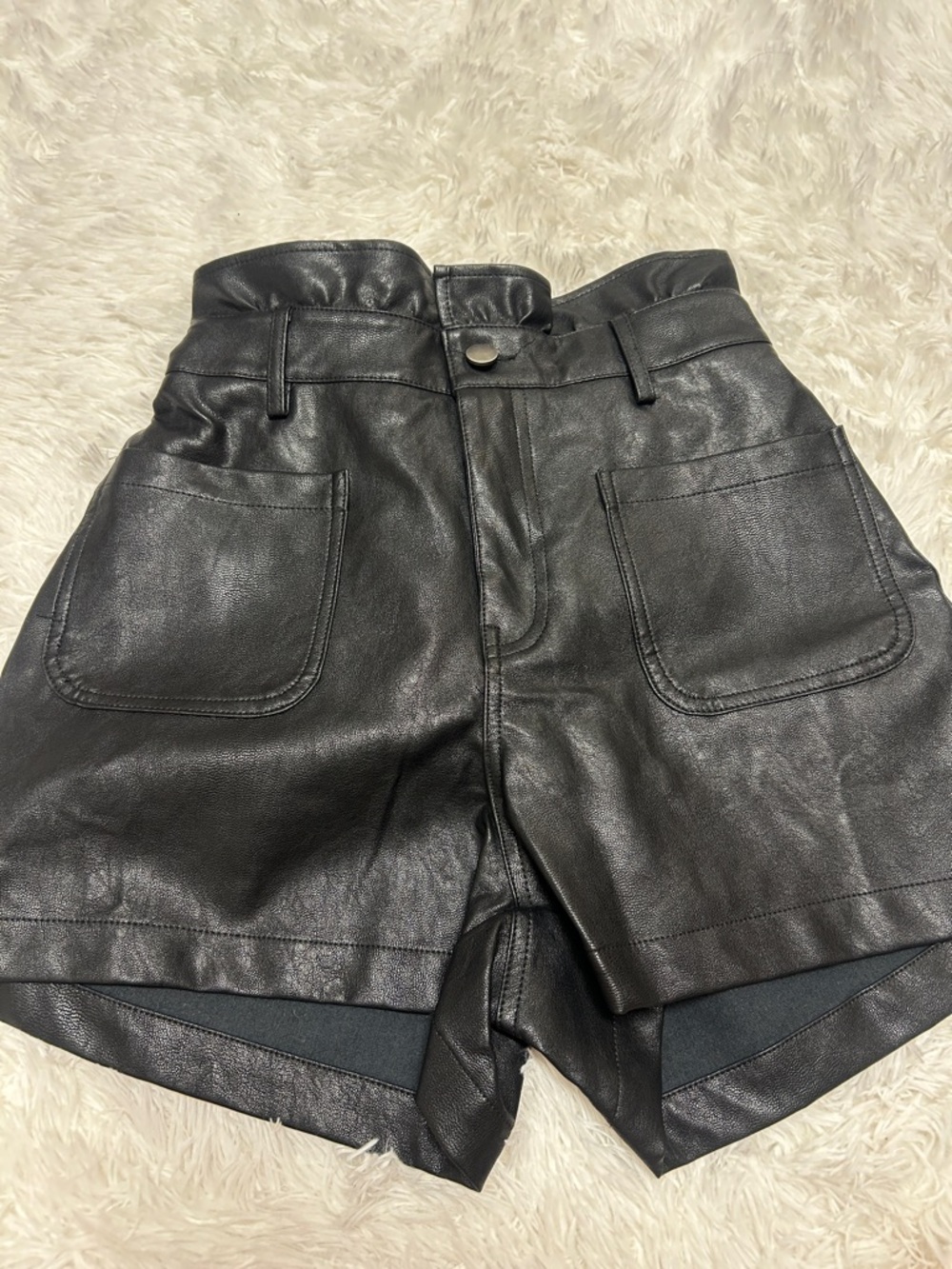 Francesca's Collections High-Waist Black Faux Leather Shorts